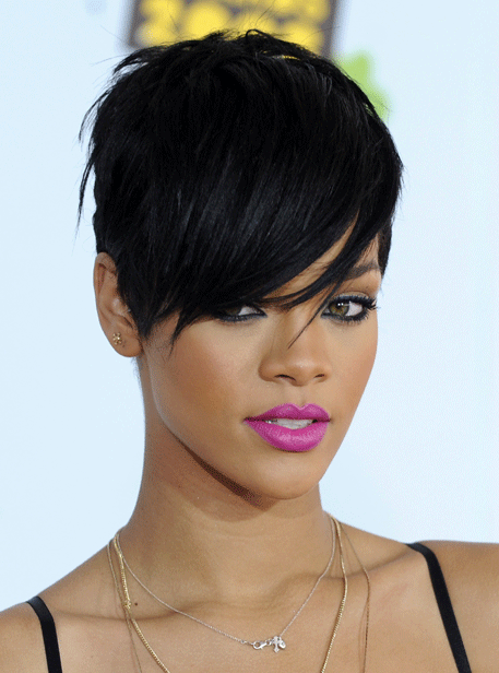 rihanna short hairstyles back. A little shorter, with